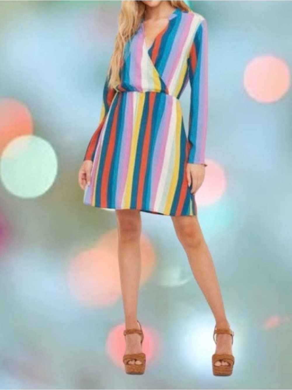 All in Favor “Lilly” Women Multi-Color Striped Casual Dress Size XXL